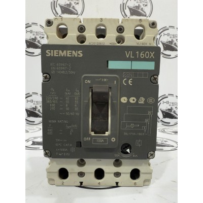 Siemens VL160X 100A 3 Pole Molded Case Circuit Breaker